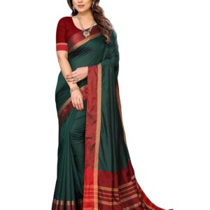 VJ Fashion Women's Striped Pattern Cotton Silk Saree with 6 Yards Length and Unstitched Blouse Piece